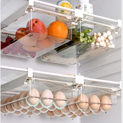 Caja de plástico transparente para almacenamiento de alimentos y frutas, organizador para nevera, cajón deslizante debajo del estante, soporte para refrigerador, 2022