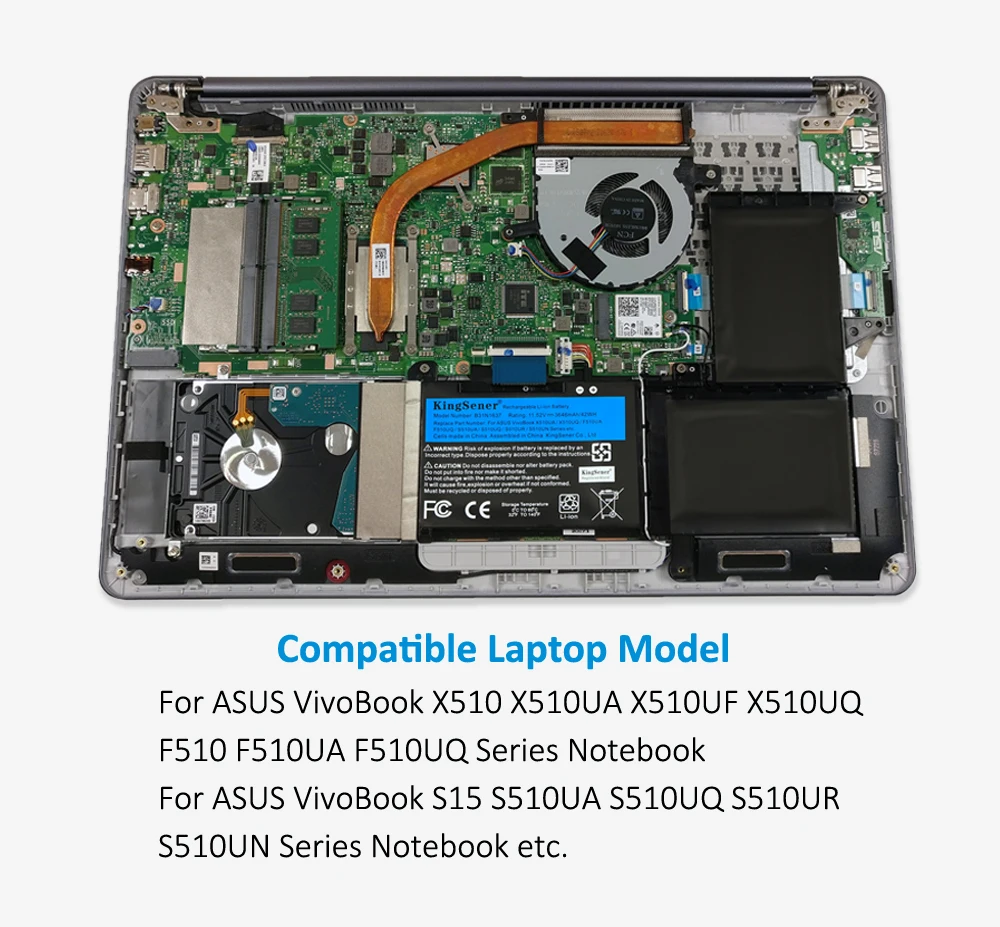 Kingsener-bateria para Asus B31n1637 C31n1637 X510 X510ua X510uf X510uq Vivobook S15 S510ua S510uq S510un S510ur F510uq - Imagem 4