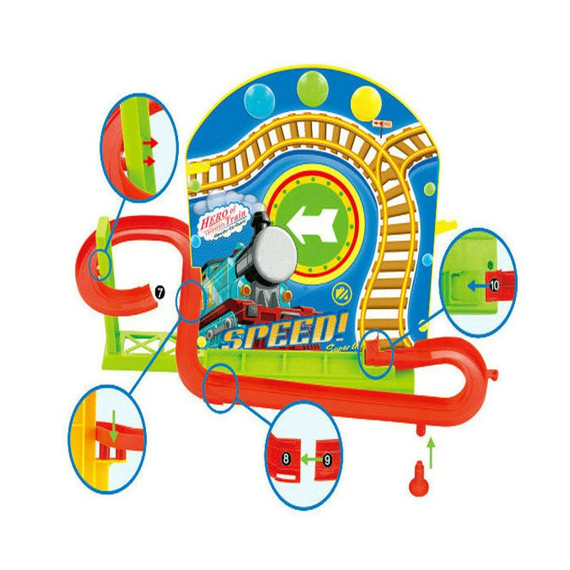 Electric Track Wall Climbing Slides Set with LED Flashing Lights Music Race Car Tracks Roller Coaster Kids Educational Toys 4