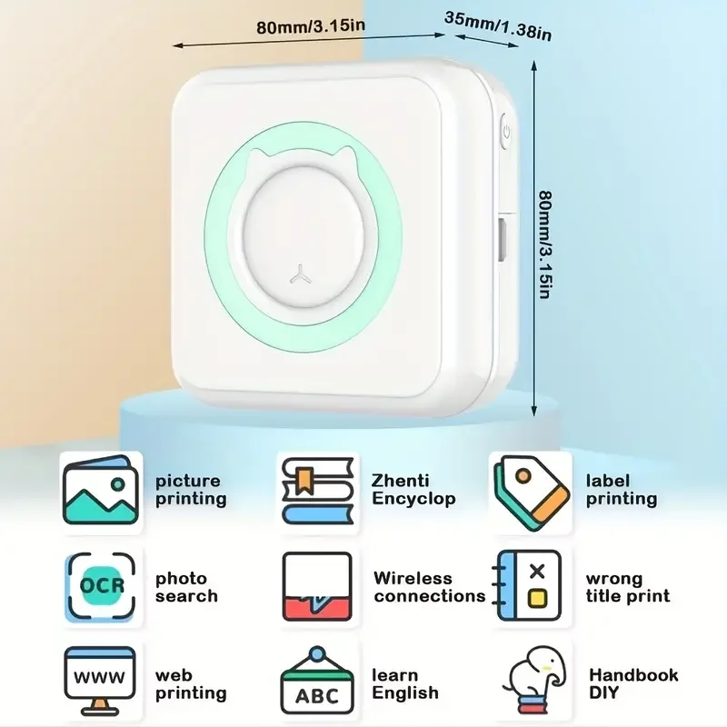 1Pcs 미니 인쇄 휴대용 열전 사 프린터 사진 포켓 열 라벨 프린터 58mm 인쇄 무선 블루투스 안드로이드 IOS 용