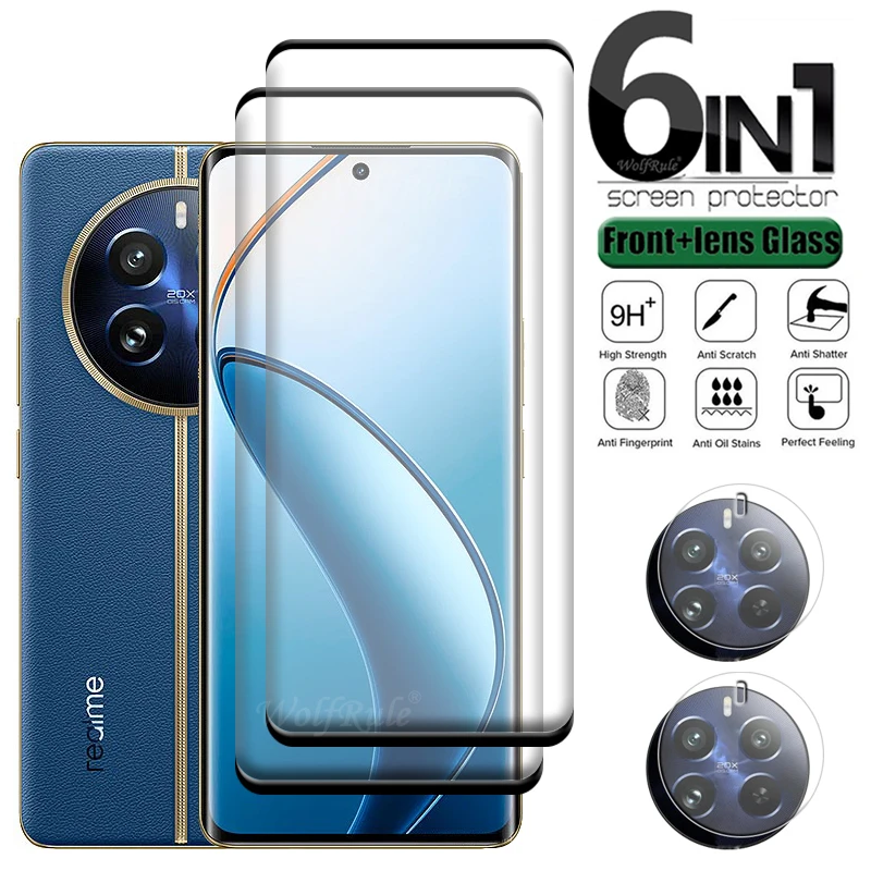 

4-in-1 For Realme 12 Pro Plus Glass OPPO Realme 12 Pro Plus 5G Glass Full Cover Curved Screen Protector Realme 12 Pro Lens Glass