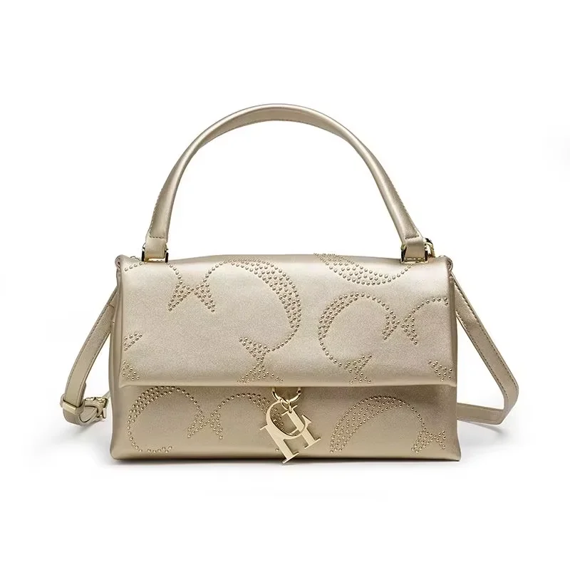 CH-حقيبة كتف كروس فاخرة للنساء ، سلسلة ذهبية كلاسي...