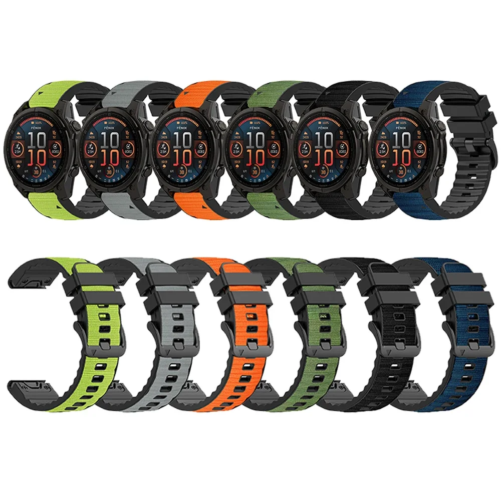 Two-Tone Silicone Strap with Nylon Band Bracelet, QuickFit 22mm/26mm