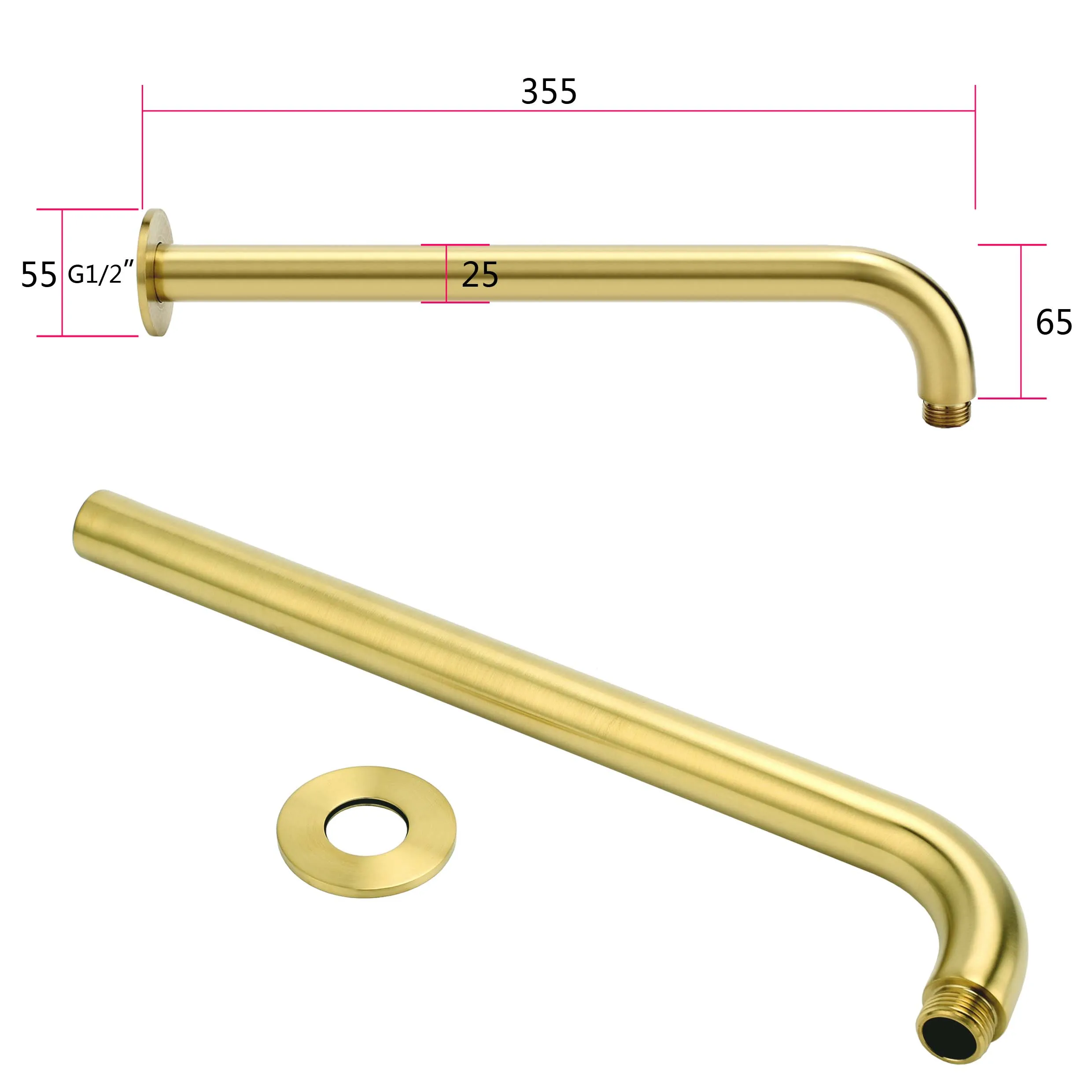 **Sydney Stock** KYLINS Round 8/10/12/16'' Rain Shower Head Set with Wall Arm Shower Arm Brushed Gold DIY WELS WATERMARK