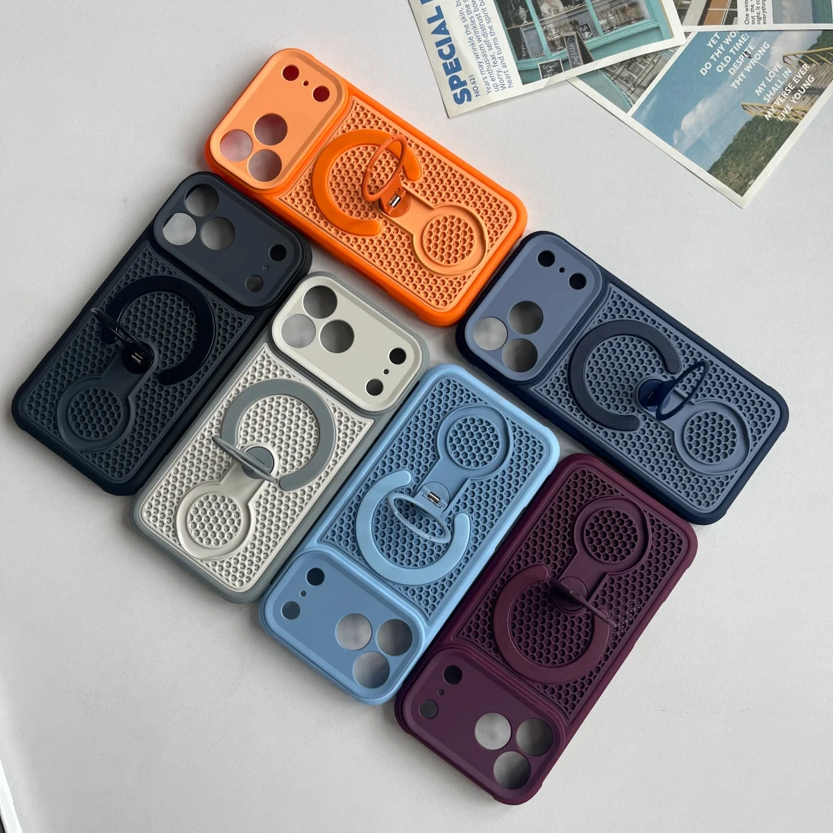 Enhanced Cooling 360° Magnetic Phone Case with Breathable Heat Dissipation and Bracket Design