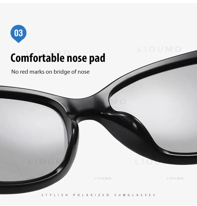 LIOUMO Mode-Sonnenbrille für Damen, Luxusmarke, hochwertige photochrome polarisierte Brille, Damen-Brille mit luxuriösem Kristallrahmen – Detail 9