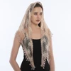 Embroidered Scarf for Church Shawl with Spanish Fringes Christian Veil Spanish Mantilla Lace Shawl Floral Women Handkerchief 5