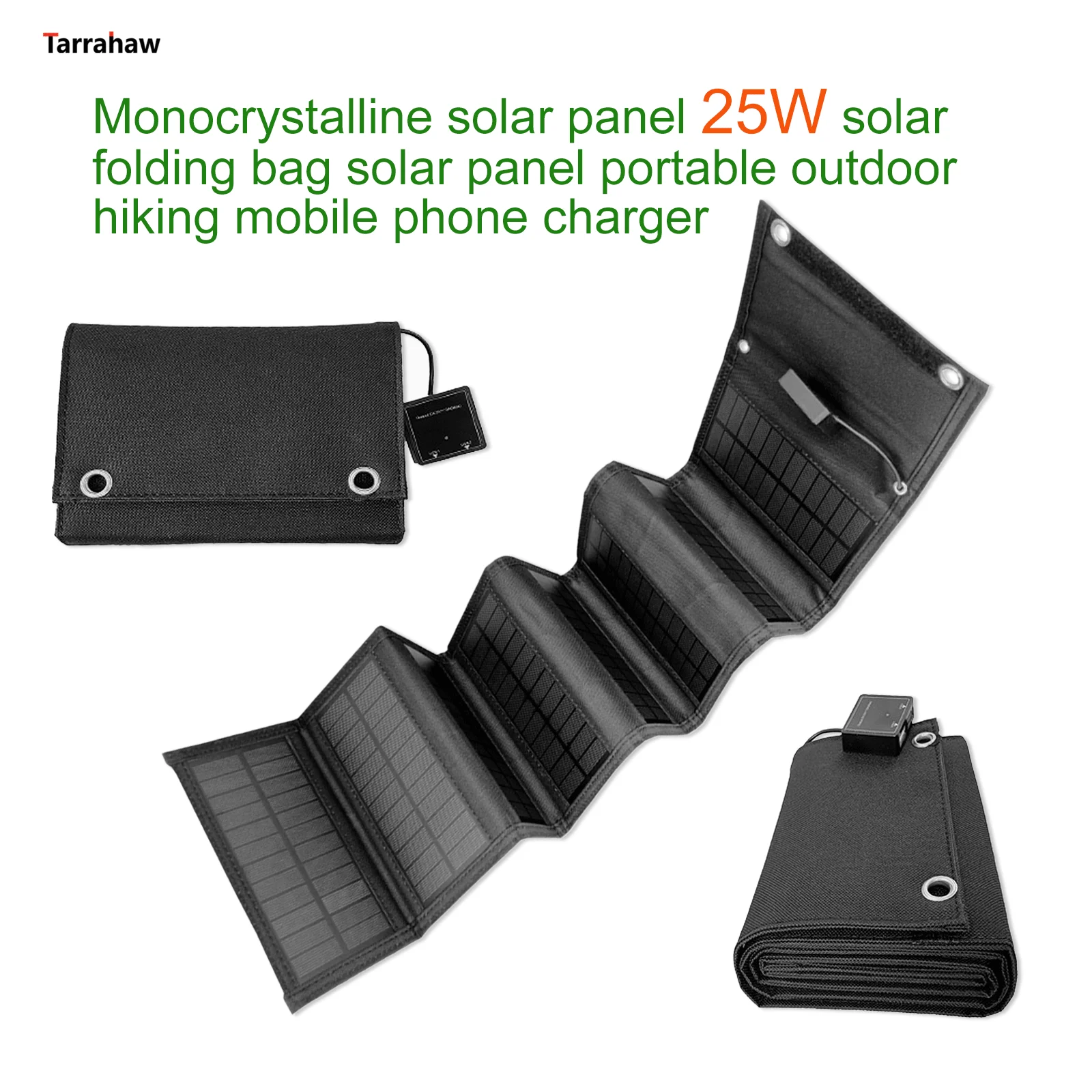 Pannello Solare Pieghevole Monocristallino 25W Borsa Pieghevole Portatile Per Celle Fotovoltaiche Uscita 2Usb Caricatore Per Telefono Cellulare Da Tre