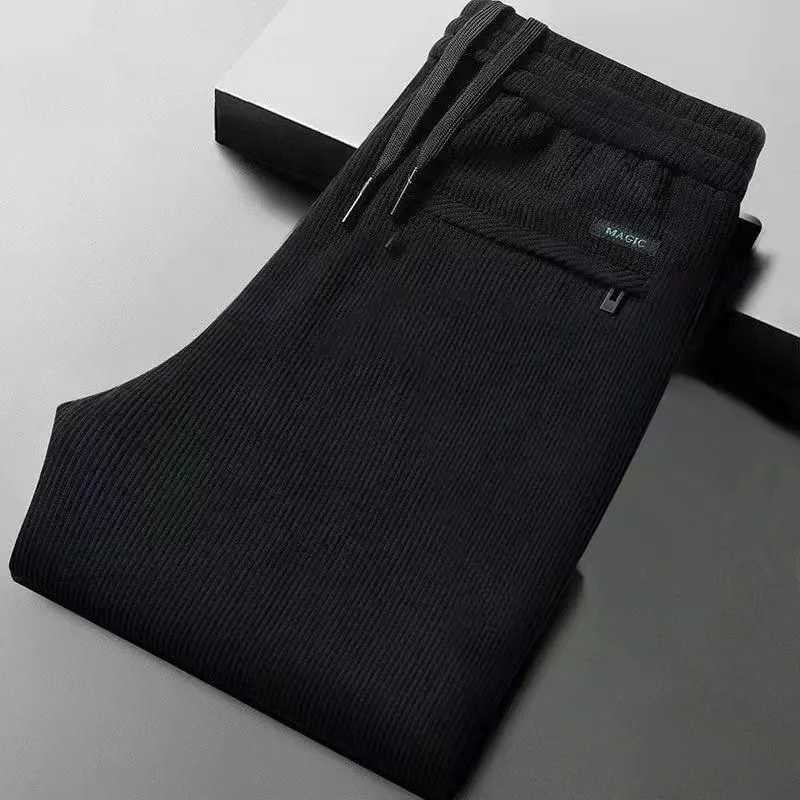Men's Corduroy Fce Lined Thiened Straight Leg Sport Pants Winter Casual Trousers Faionable All-matching Youth Loose Fit