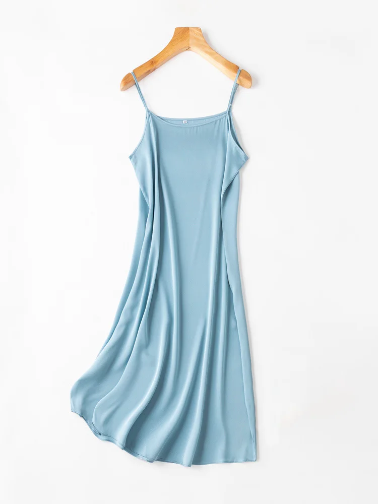 SuyaDream Women Silk Dress 93%Silk 7%Spandex Spaghetti Strap Mid