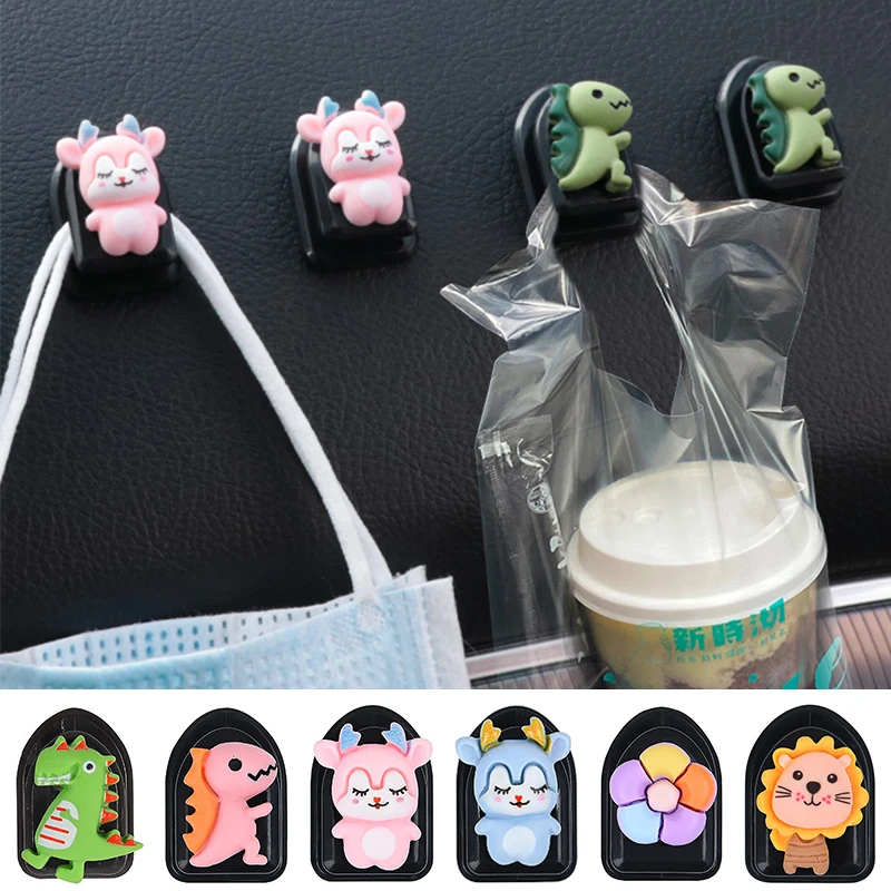 Car Hooks Organizer Storage Hanger Mini Cartoon Hooks for USB Cable Headphone Key Boba Tea Storage Car Auto Interior Accessories car seat back hooks vehicle hidden headrest hanger for handbag shopping bag coat storage hooks car accessories organizer 1piece