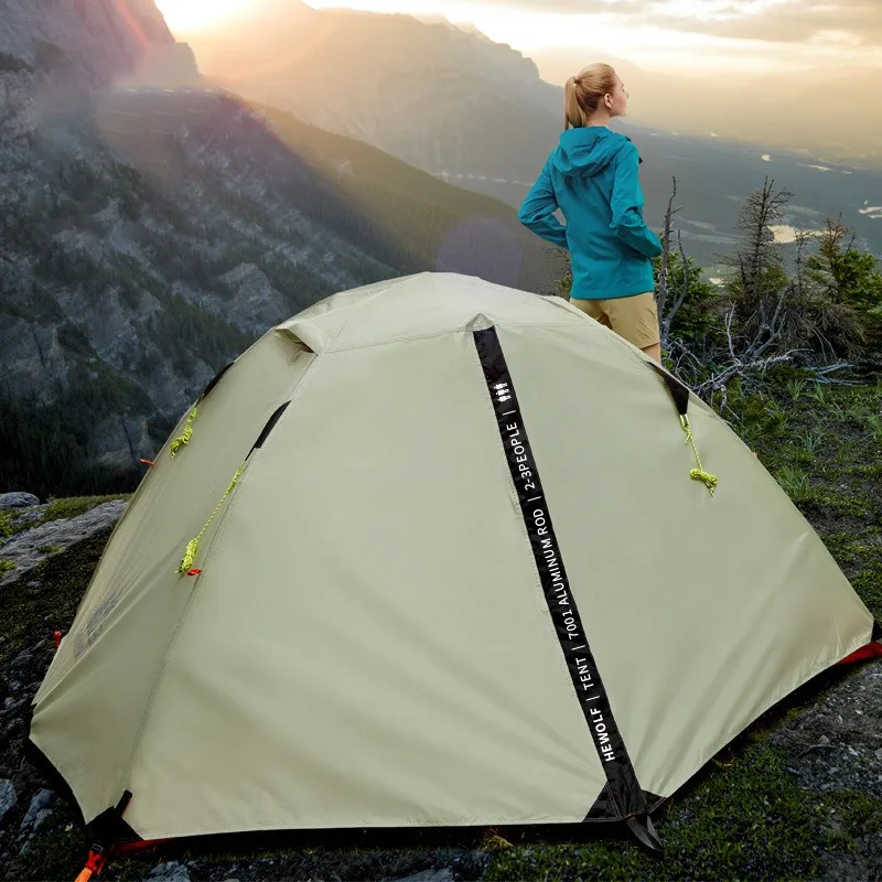 

Camping tent rainstorm proof professional mountaineering hiking tents ultra light aluminum pole double-layer warm outdoor tent