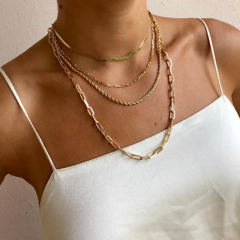 2021 Hot Fashion Rope Chain Women Necklace Stainless Steel Gold Color Chain Necklace For Women Jewelry Gift