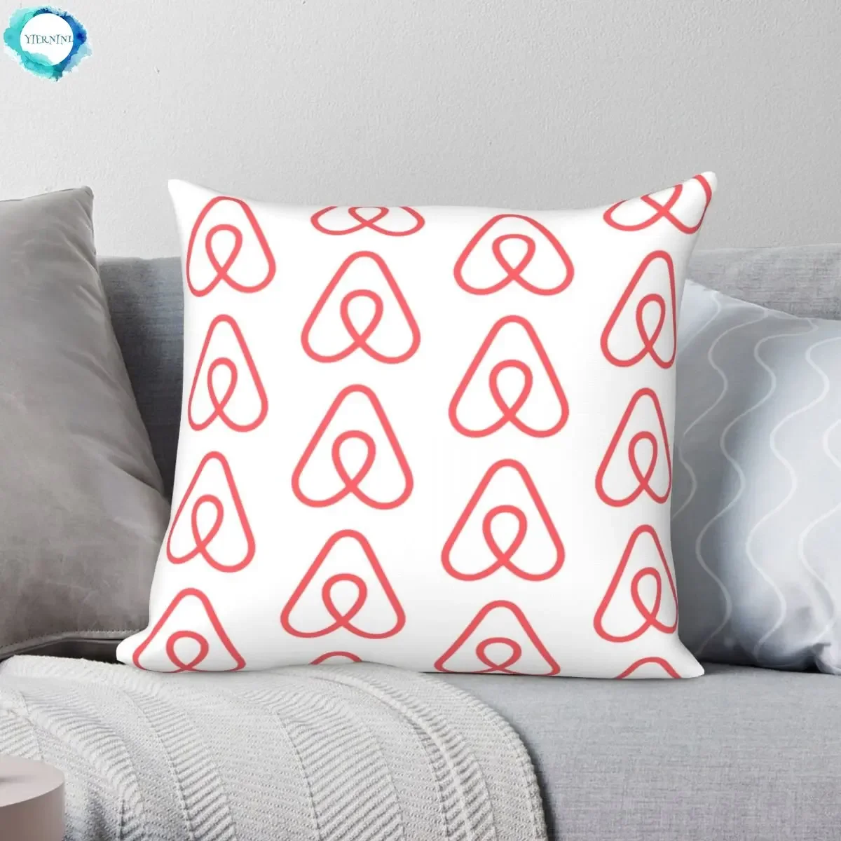 

Airbnb Logo and Pattern Pillowcase Polyester Printed Zip Decor Pillow Case Bed Cushion Cover Wholesale