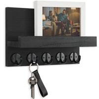Wall Mounted Key Holder for Entryway Decorative Wall Shelf with Hooks Holds Key Rings Dog Leash Wallet Purse Wood Key Hanger 1