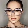 Oversize Square Frame Clear Lens Glasses Colorful Leopard Myopia Nerd Spectacles Degree -0.5 -1.0 -2.0 -3.0 -4.0 to -6.0 3