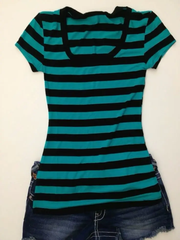 Y2k Crop top Spicy Girls Stripe Streetwear High street Short Sleeve T-shirt Fashion Casual Chic Classic Minimalist Baby Tee 1