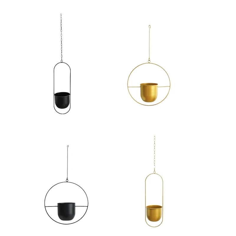 

Hanging Planter Pot Baskets Minimalist Plant Pot Container Metal Hanging Flower Pots For Indoor Outdoor Garden