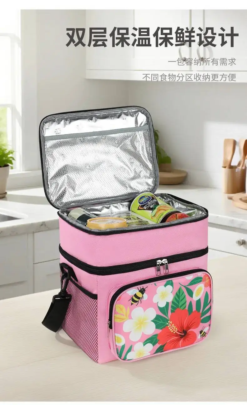 Doppelschichtige Lunchtasche, große Kapazität, gute Aufbewahrung, Kühltaschen, neuer, heiß verkaufter Frischhalte-Eisbeutel für Büroangestellte – Detail 4