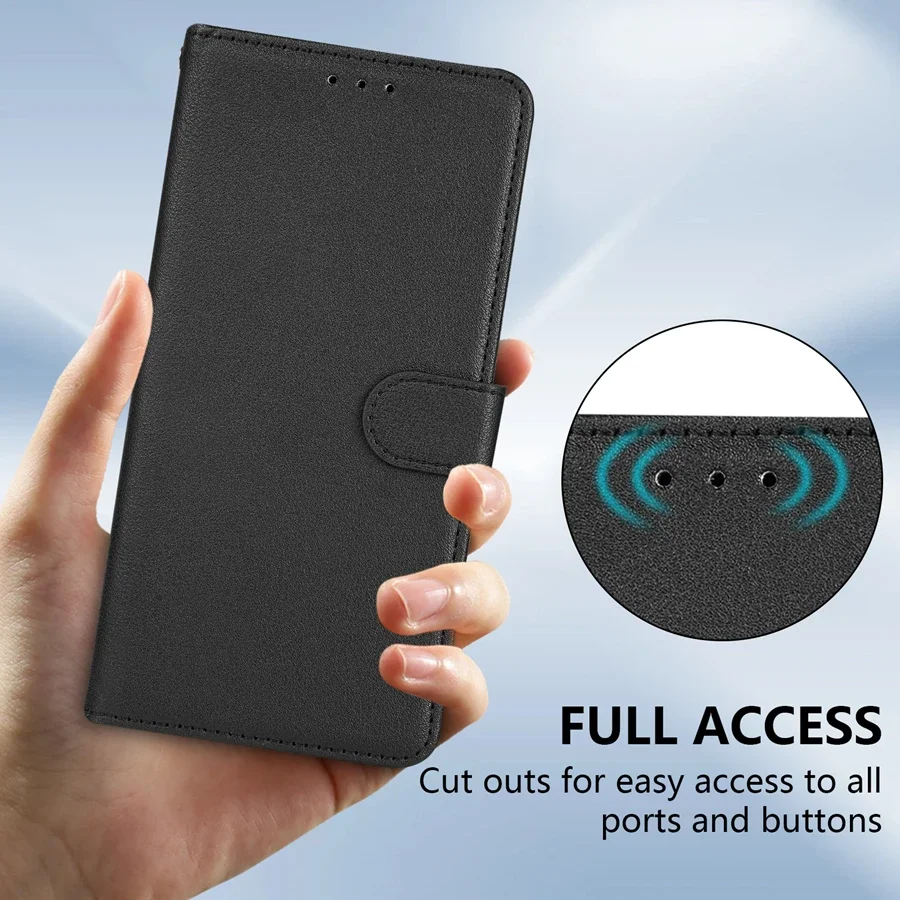 Wallet Card Slot Stand Magnetic Flip Leather Case - Leather Design with Built-in Card Holder and Stand Functionality
