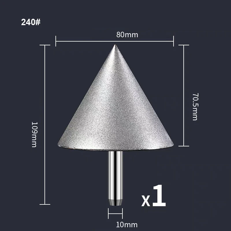 70mm 80mm 60-Grad-Konisches Galvanisiertes Diamant-Fasenwerkzeug für Elektrische Schleifmaschinen, Lochöffner für Glas und Metall 80 # 240 #