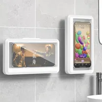 Bathroom Waterproof Phone Holder Home Wall Phone Case Stand Box Self-adhesive Touch Screen Phone Bracket Shower Sealing Storage 1