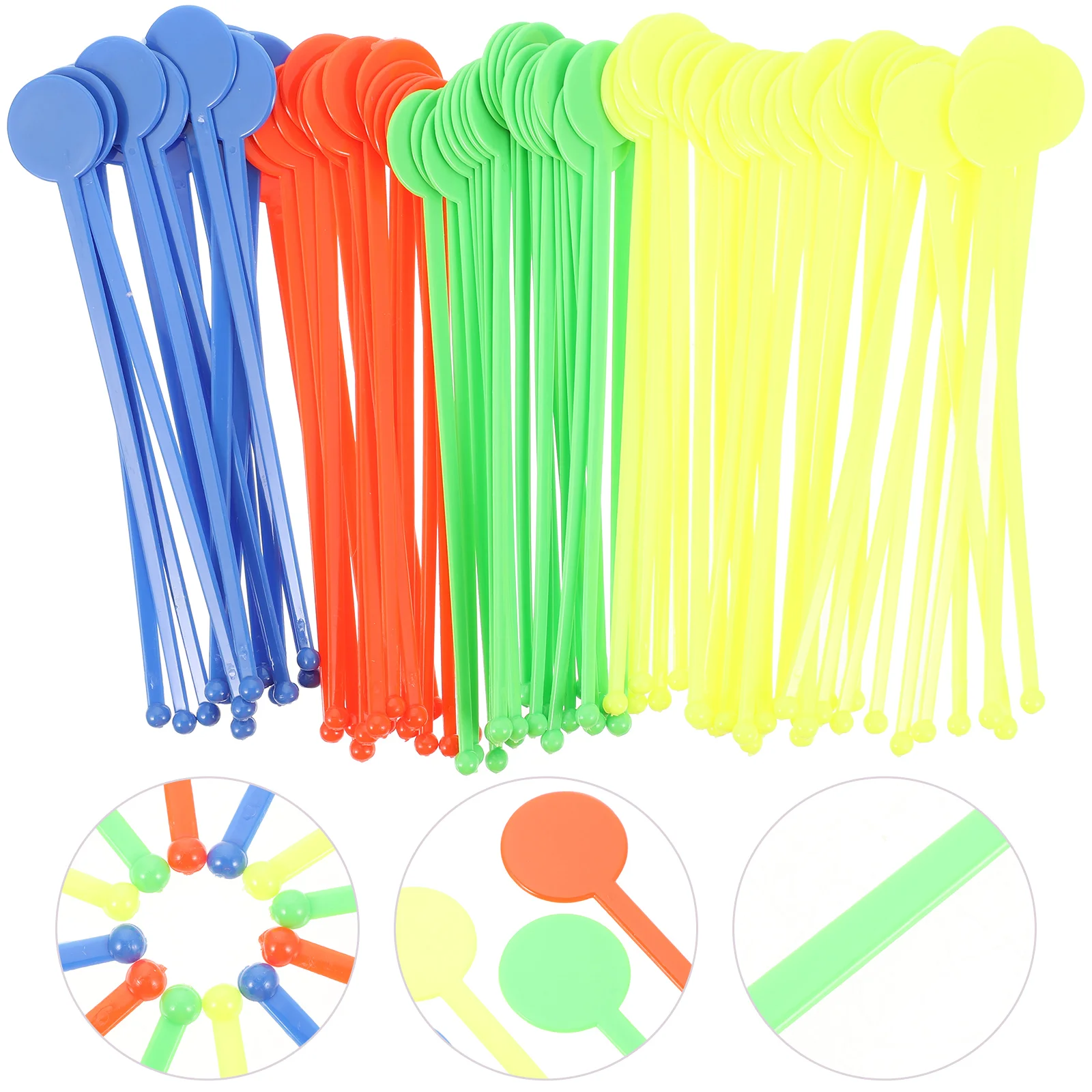 

Acrylic Swizzle Sticks Colorful Round Head Strring Sticks Resuable Beverage Stirrers for Coffee Juice Wine (Random Color)