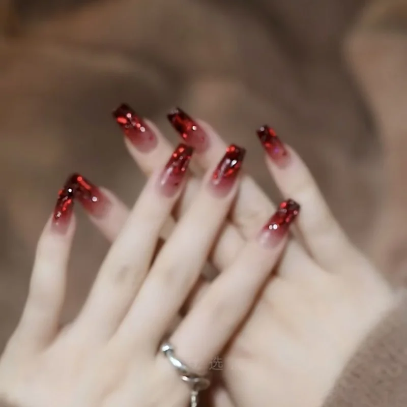 Red Wear Nail Handmade Stickers Detachable Ins Pure Desire Style