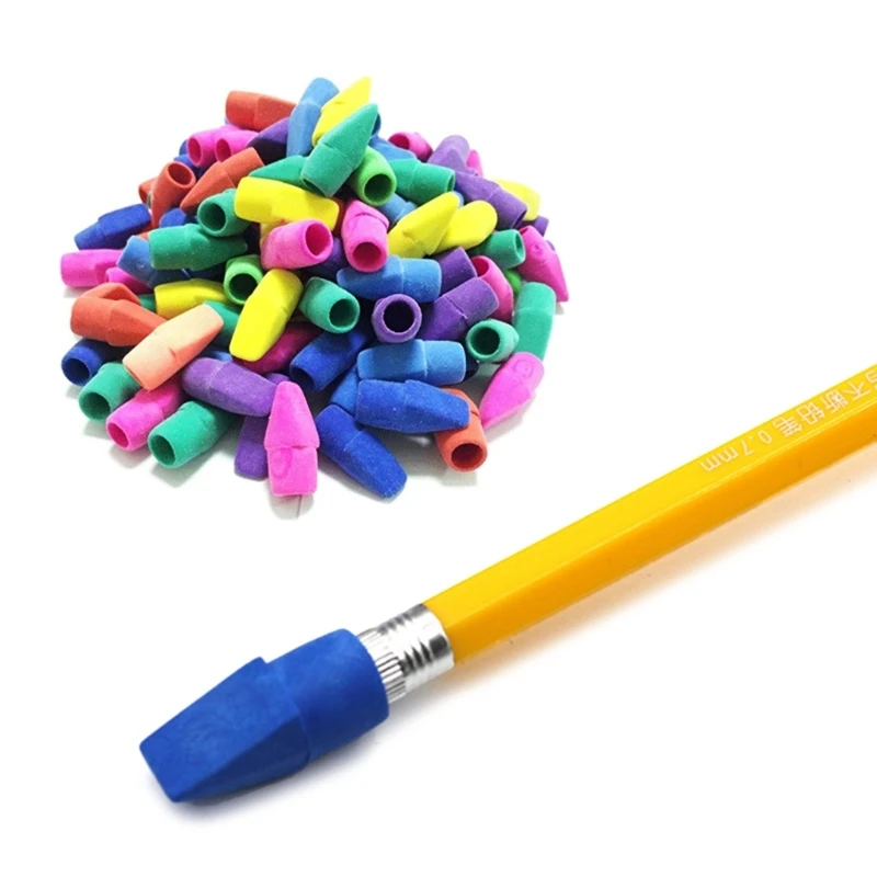 

69HA 50/100Pcs Erasers Pencil Top Eraser Shape Pencil Eraser Toppers Student Painting Correction Supplies