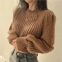 Loose Vintage Harajuku Lantern Long Sleeve Women Sweater Korean Autumn Winter Knitwear Soft Warm Tops Chic Solid Femme Sweater - Image 4