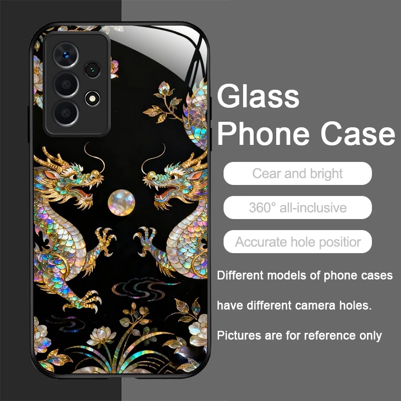 Stylish Dragon Leopard Marble Texture Tempered Glass Phone Case
