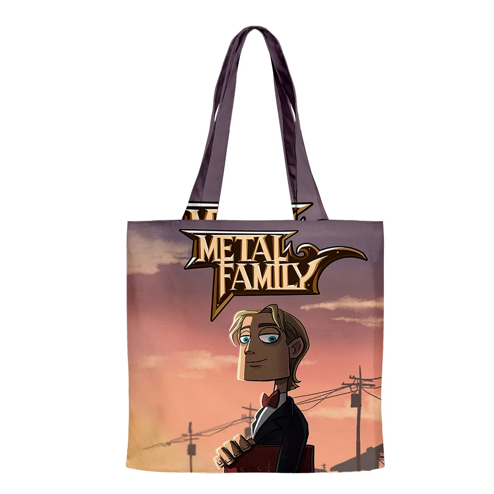 Metal Family Cartoon New Bag Shopping Bags Reusable Shoulder Shopper Bags Casual Handbag