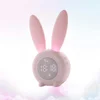 Pink Alarm Clock Table Silicone Charge Student Cartoon Rabbit Shaped Easy Time Setting 3