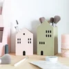 Cartoon House Wooden Pen Holder Pencil container Makeup Brush Stationery storage box Student/ Office Desktop Storage Organiser 2