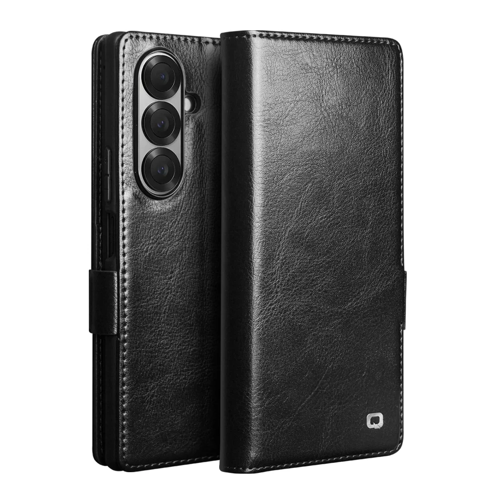 QIALINO Premium Genuine Leather Wallet Cover - Natural Cowhide Finish