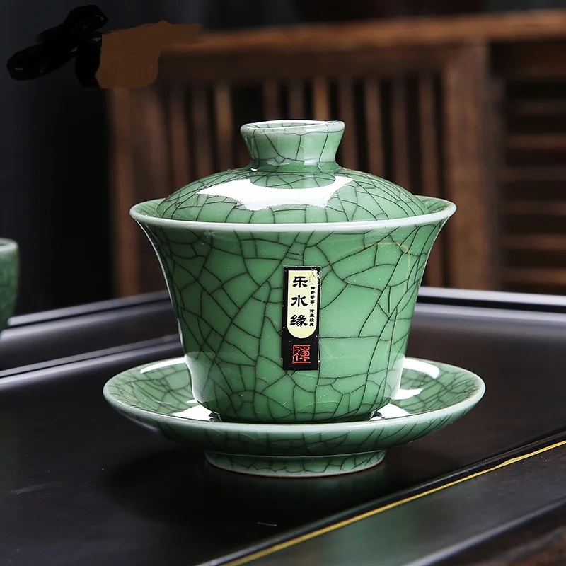 Traditional Ice Cracked Ceramics Gaiwan Tea Sets Coffee Teapot Chinese Kung Fu Teasets Large Gaiwan Teaware Accessories