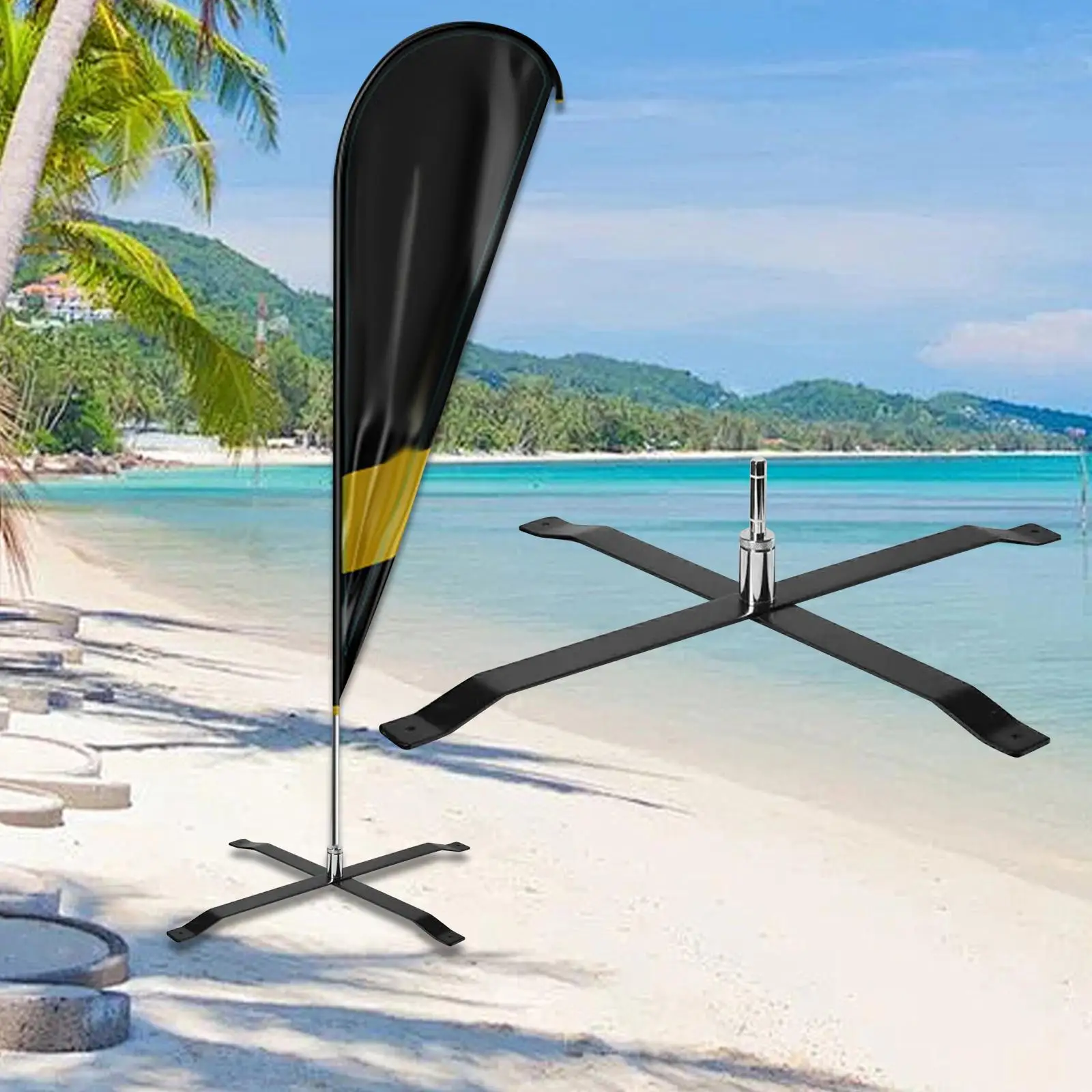 

Feather Flag Base Stand Beach Flag Pole Base X Stand Holder for Rafting Races Dragon Boat Races Road Guidance Advertising Patio