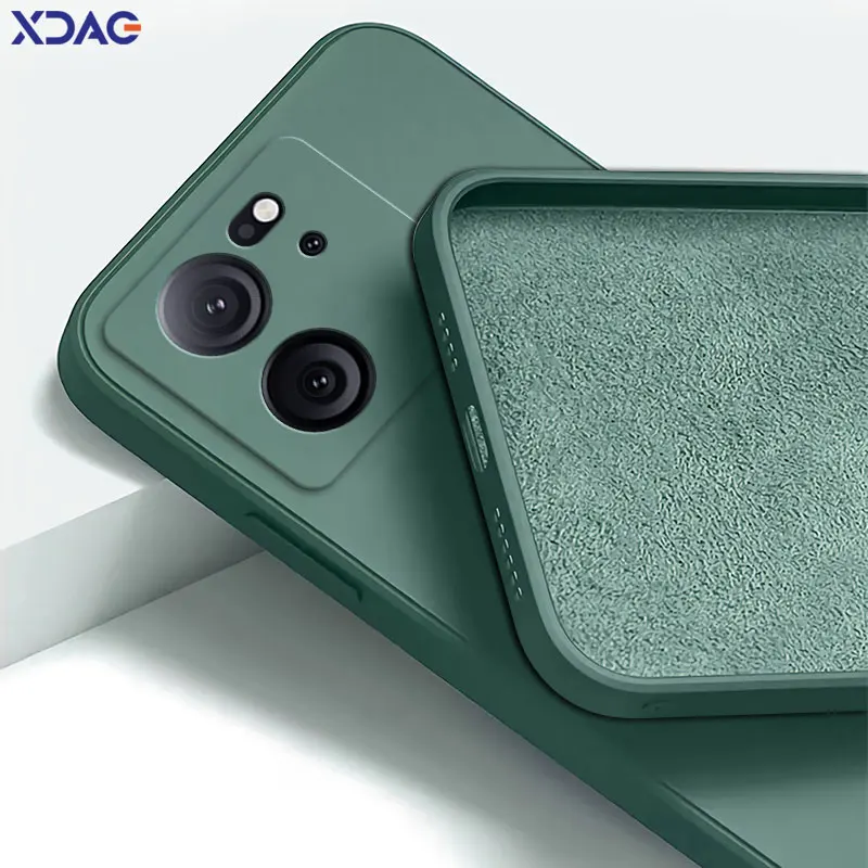 Square Liquid Silicone Waterproof Phone Case with Camera Protection - Soft Back Cover