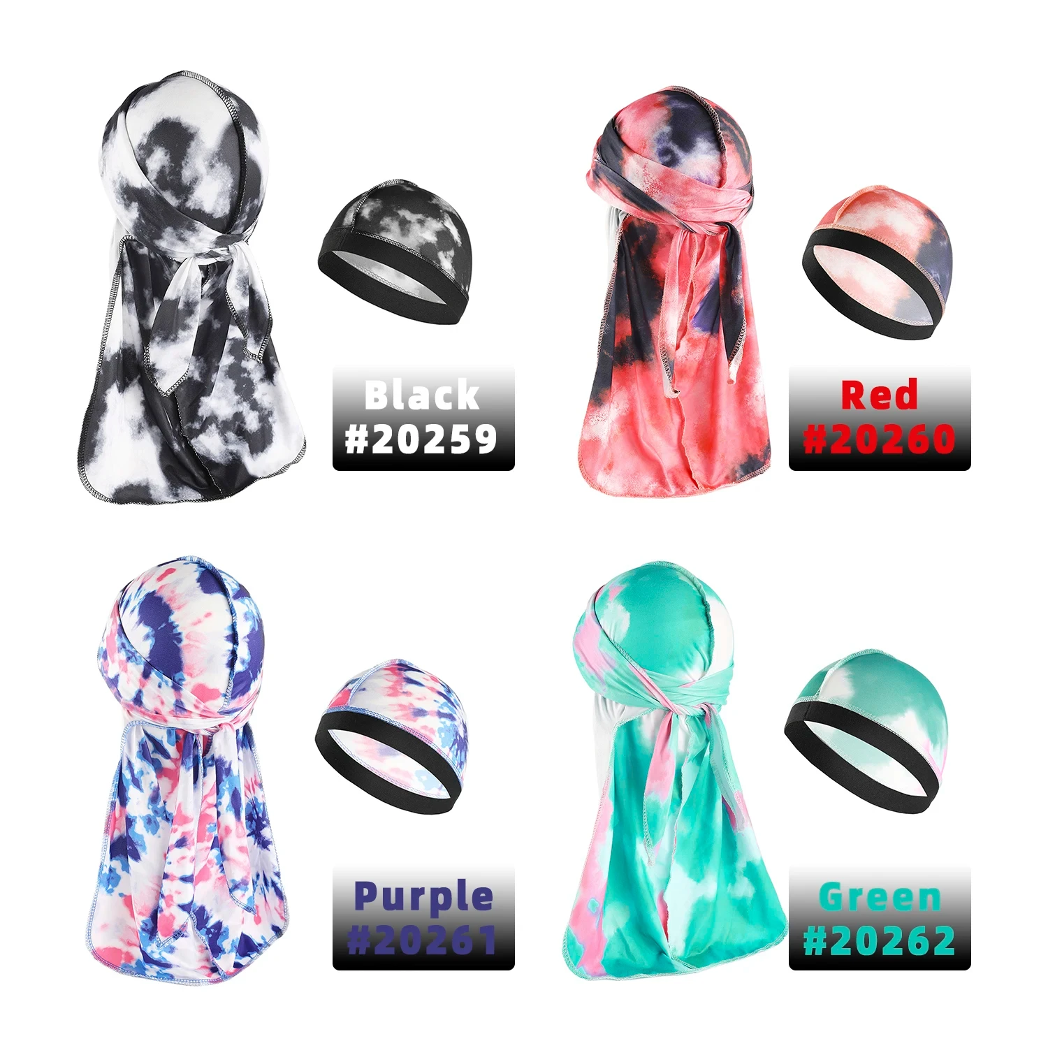 Fashion Camo Men's Silky Durags Turban Print Unisex Silk Durag Headwear Bandans Headband Hair Accessories Pirate Hat Waves Rags 2