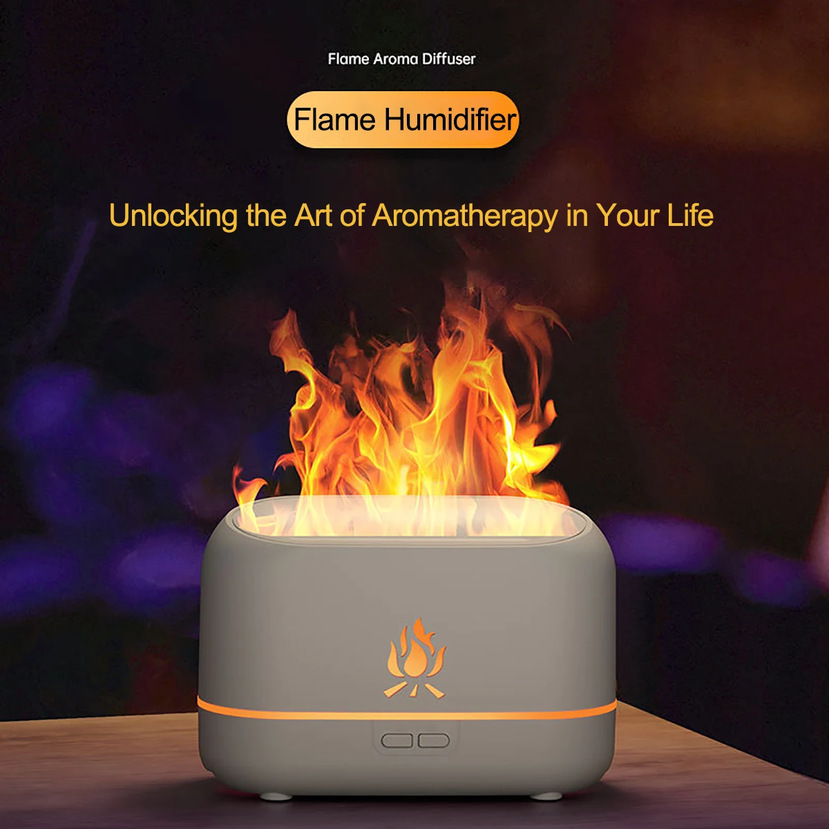 RGB Flame Aroma Diffuser Humidifier USB Desktop Simulation Night Light Aromatherapy Purifier Air for Bedroom With 7 Colors