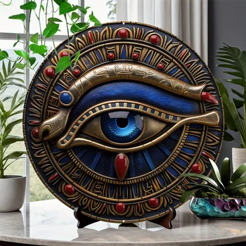 Eye of Horus Wall Art,Egyptian Mythology Symbol, High-Resistance Metal Decor with 3D Look, Home & Bath Decor, Farmhouse Style