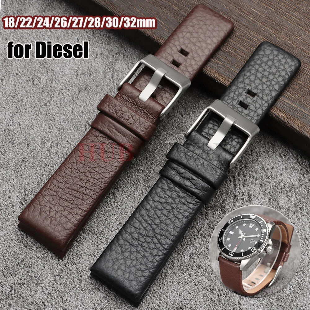 Premium Leather Watch Strap in Black and Brown - Various Sizes Available
