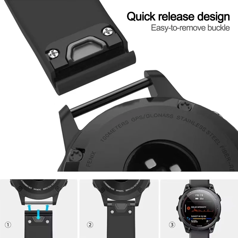 EZZON Bracelet De Montre En Silicone Pour Garmin Fenix 6 6S 6X Pro