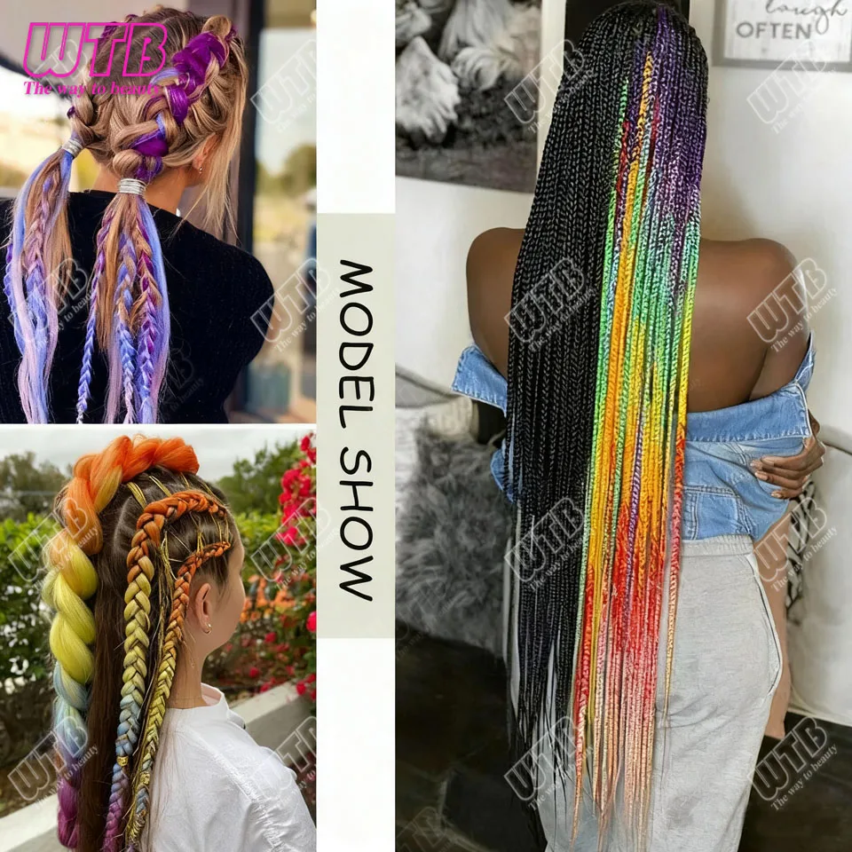 Women's Jumbo Glitter Synthetic Braids Extensions - Long Straight Ombre Hair with Tinsel Highlights for Halloween party use 6