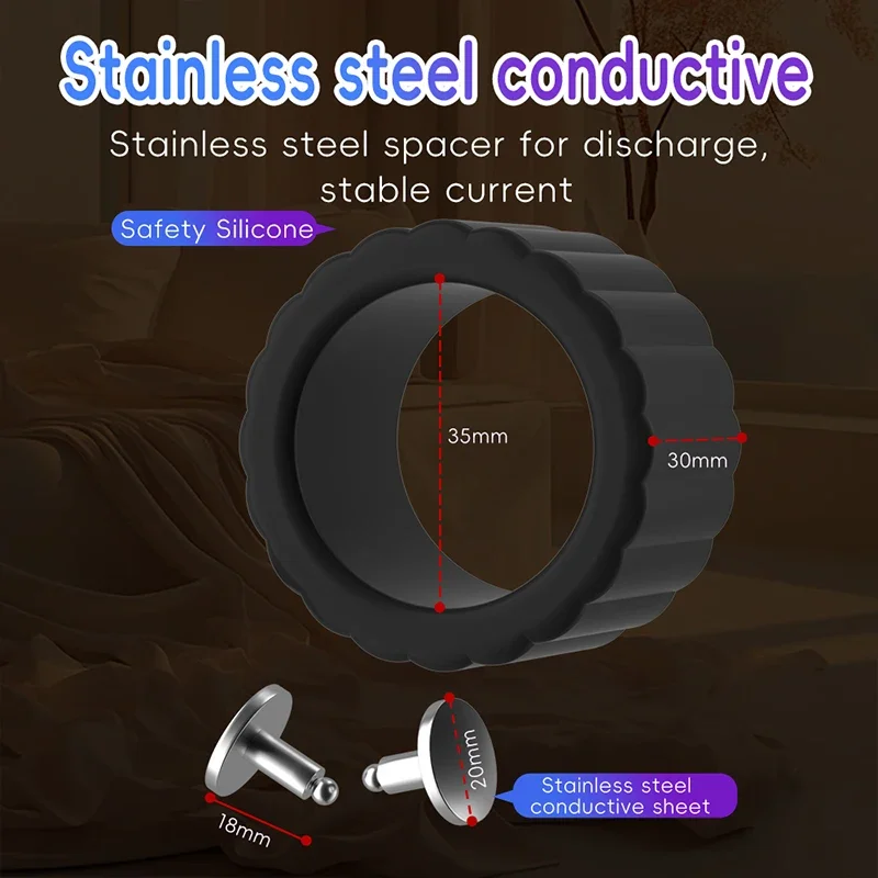 Electro Shock Silicone Penis Ring Bdsm Electric Stimulate Scrotal restraint Massage Cock Cage Masturbation Sex Toys For Men Gay electro sex toys electric sex toys