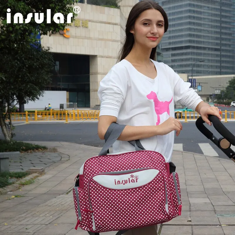 Insular 600D Dots Baby Mommy Diaper Bags Organizer Nappy Bags Maternity Stroller Diaper Handbag 4