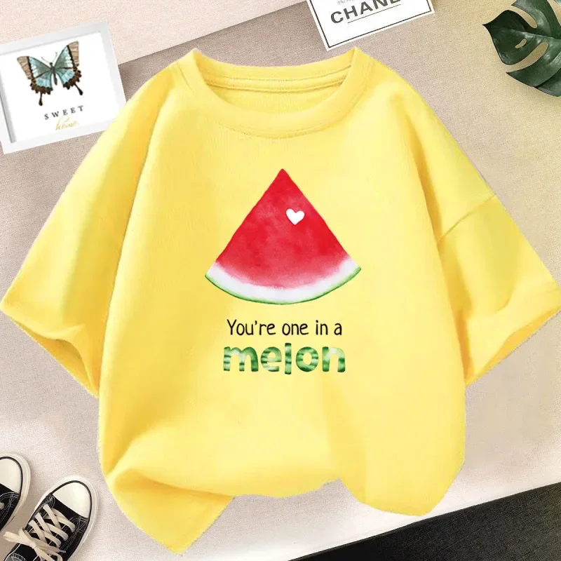 thumbnail image 1 of Camiseta de algodón para niños, linda camiseta con estampado de dibujos animados de frutas y limones, camiseta de manga corta con gráficos de verano, ropa de moda para niño y niña, 1 of 5