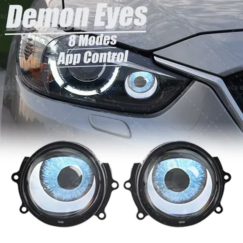 2024 New App Control Dynamic 3 Inch Devil Eyes Lens Lights for 12v