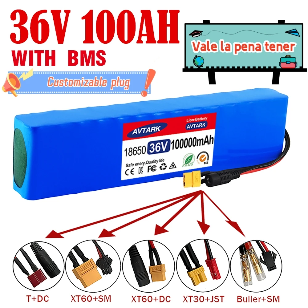 36V 100Ah E-Bike Battery Pack - 1000W Lithium Battery For Electric Bicycles & Scooters With BMS Protection