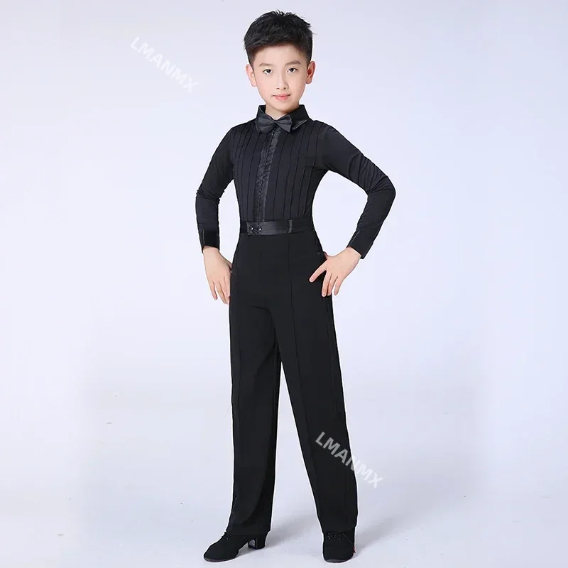 Dance Shirts Dance Pants Ballroom Boy Latin Dancing Tango Desigual Competition Suit Children's Professional Dance Wear Boy Salsa Shirt + Pants
